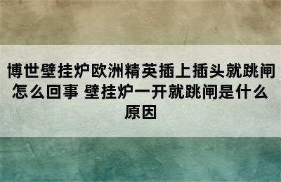 博世壁挂炉欧洲精英插上插头就跳闸怎么回事 壁挂炉一开就跳闸是什么原因